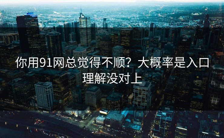 你用91网总觉得不顺？大概率是入口理解没对上