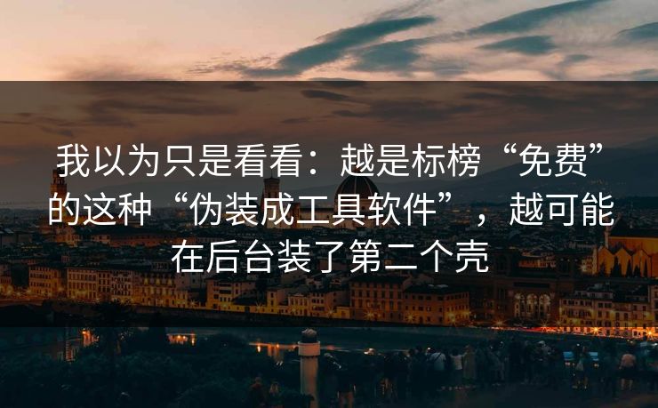我以为只是看看：越是标榜“免费”的这种“伪装成工具软件”，越可能在后台装了第二个壳