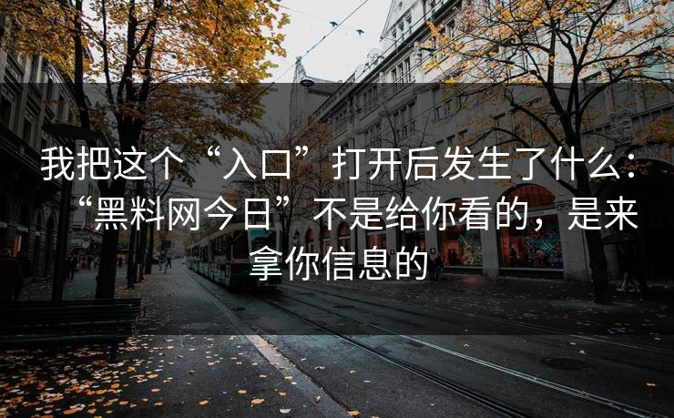 我把这个“入口”打开后发生了什么：“黑料网今日”不是给你看的，是来拿你信息的