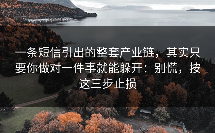 一条短信引出的整套产业链，其实只要你做对一件事就能躲开：别慌，按这三步止损