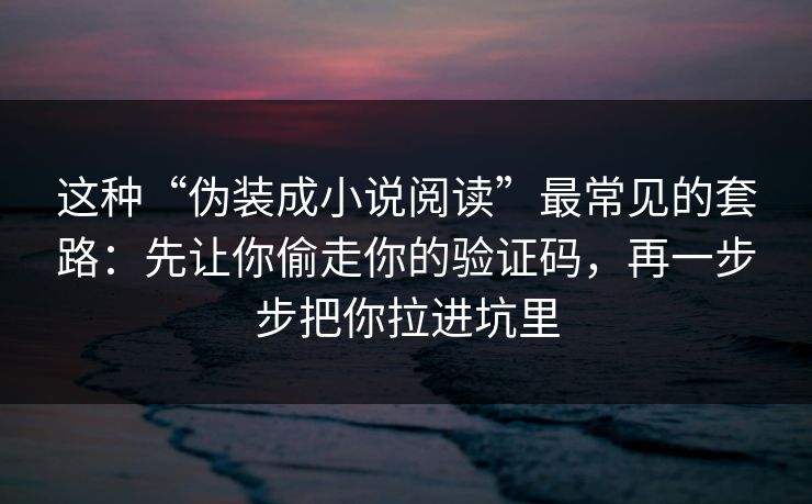 这种“伪装成小说阅读”最常见的套路：先让你偷走你的验证码，再一步步把你拉进坑里
