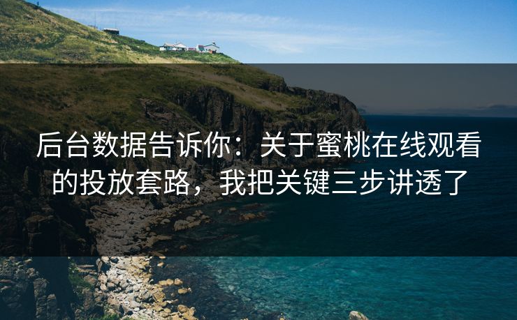 后台数据告诉你：关于蜜桃在线观看的投放套路，我把关键三步讲透了