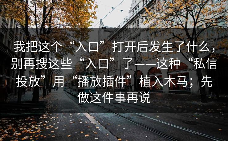 我把这个“入口”打开后发生了什么，别再搜这些“入口”了——这种“私信投放”用“播放插件”植入木马；先做这件事再说