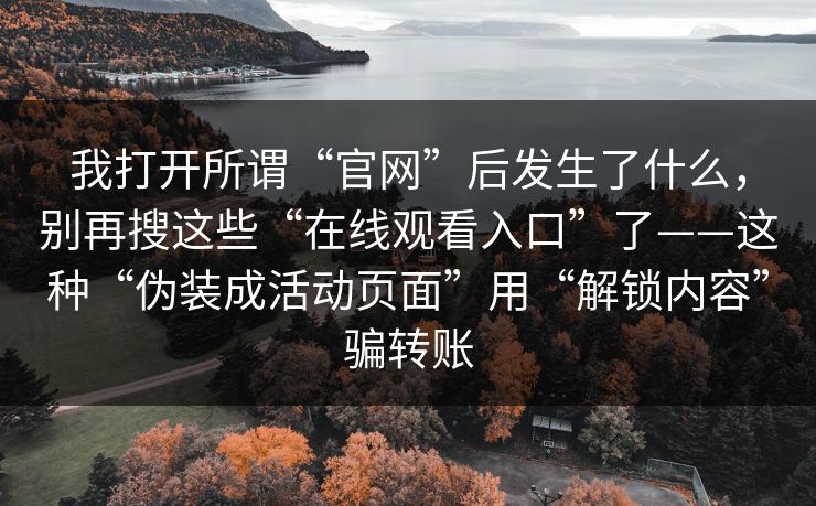 我打开所谓“官网”后发生了什么，别再搜这些“在线观看入口”了——这种“伪装成活动页面”用“解锁内容”骗转账