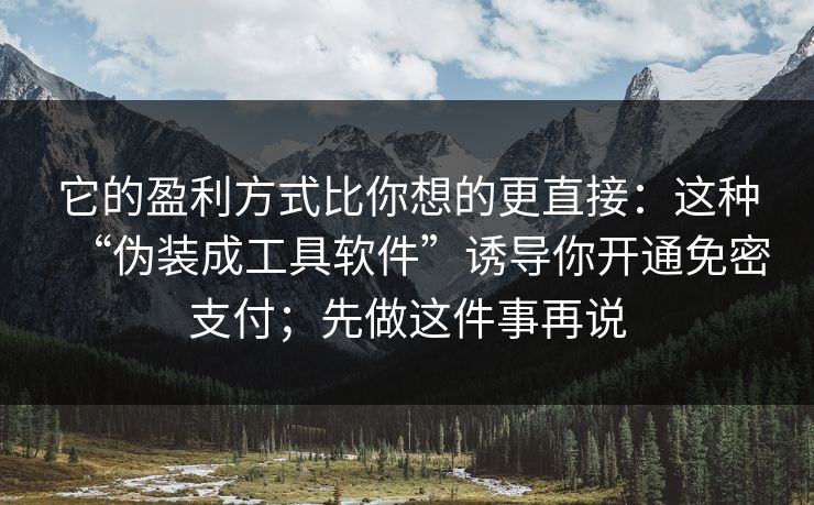 它的盈利方式比你想的更直接:这种“伪装成工具软件”诱导你开通免密支付;先做这件事再说 它的盈利方式比你想的更直接:这种“伪装成工具软件”诱导你开通免密支付;先做这件事再说